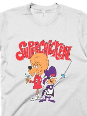 Super Chicken T-Shirt Mens Retro Cartoon Graphic Tee Vintage Baseball Raglan